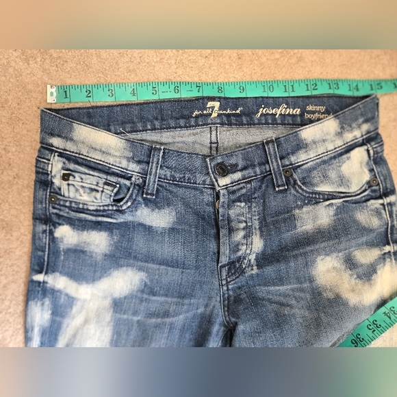 7 FOR ALL MANKIND Josephina Skinny Boyfriend Distressed Blue Jeans. Size 26 - Picture 12 of 15